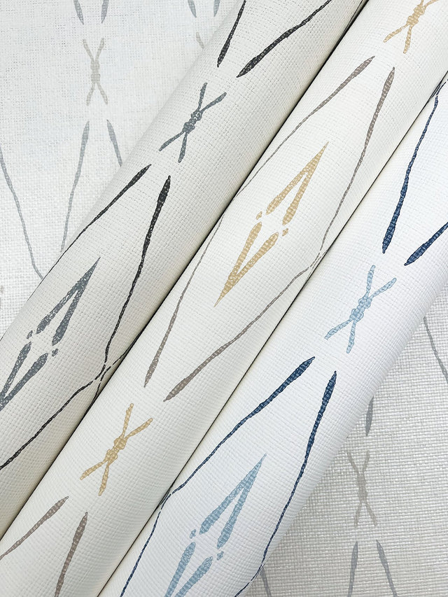 Artifact Silhouettes Savanna Wallpaper with Geometric Diamond Paper Weave Style - York CC1281