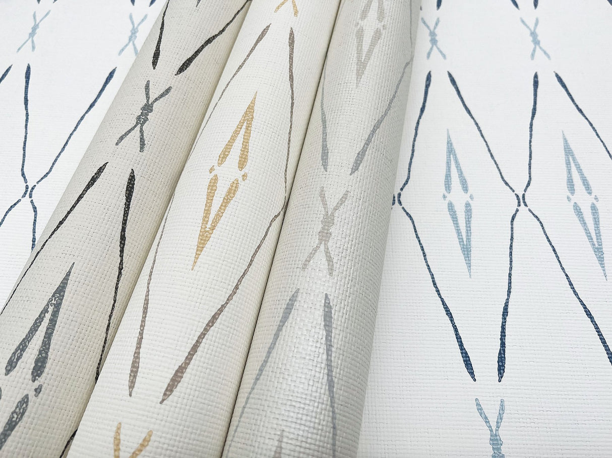 Artifact Silhouettes Savanna Wallpaper with Geometric Diamond Paper Weave Style - York CC1281