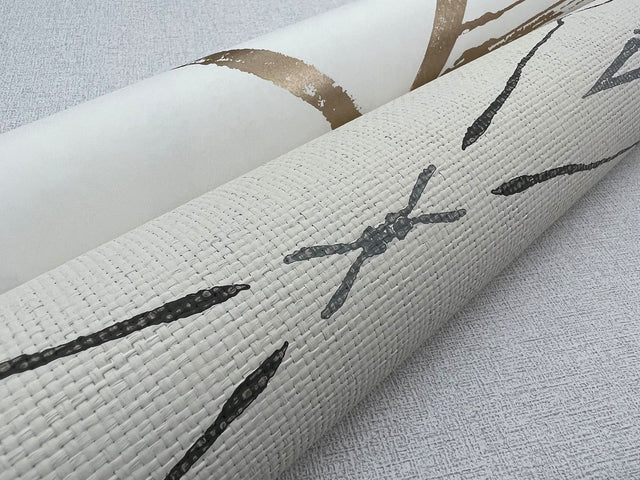 Artifact Silhouettes Savanna Wallpaper with Geometric Diamond Paper Weave Style - York CC1281