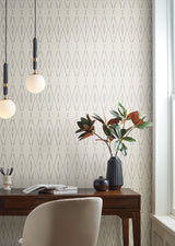 Artifact Silhouettes Savanna Wallpaper with Geometric Diamond Paper Weave Style - York CC1281