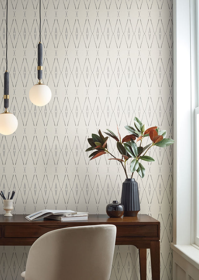 Artifact Silhouettes Savanna Wallpaper with Geometric Diamond Paper Weave Style - York CC1281