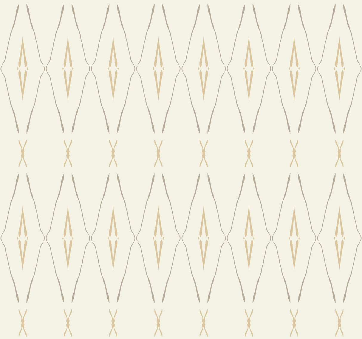 Artifact Silhouettes Desert Wallpaper with Geometric Diamond Trellis - York CC1282
