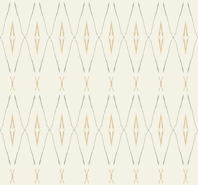 Artifact Silhouettes Desert Wallpaper with Geometric Diamond Trellis - York CC1282