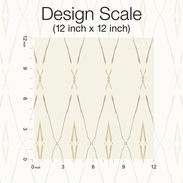 Artifact Silhouettes Desert Wallpaper with Geometric Diamond Trellis - York CC1282