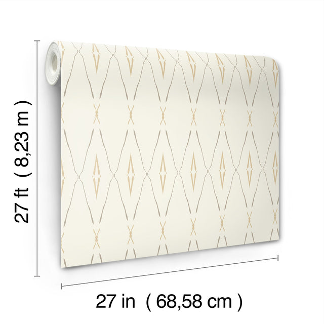 Artifact Silhouettes Desert Wallpaper with Geometric Diamond Trellis - York CC1282