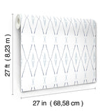 Artifact Silhouettes Indigo Wallpaper with Geometric Diamond Paper Weave Grasscloth - York CC1284