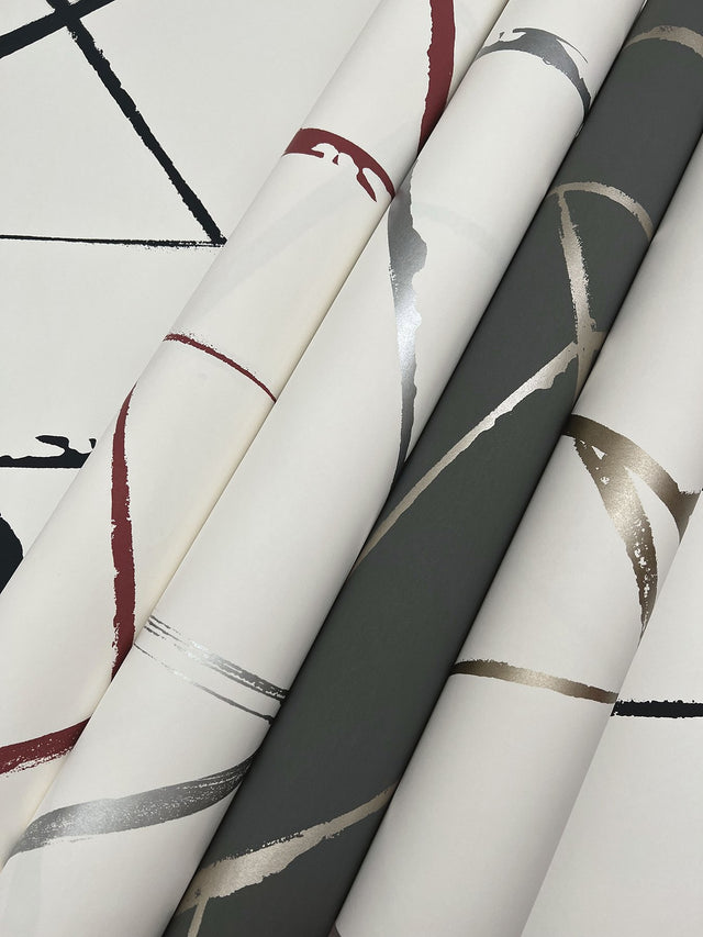 Intersect Spice Red Geometric Brushstroke Wallpaper - York CC1291