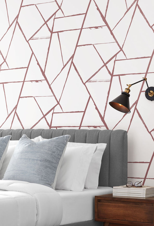 Intersect Spice Red Geometric Brushstroke Wallpaper - York CC1291