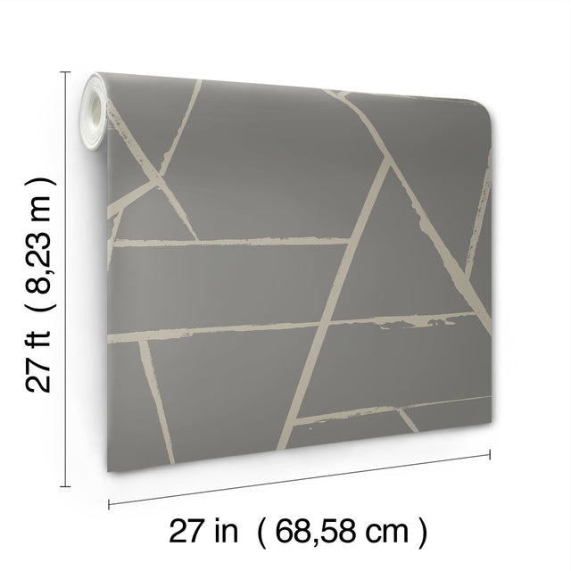 Intersect Grey Metallic Wallpaper with Geometric Metallic Abstract Pattern - York CC1292