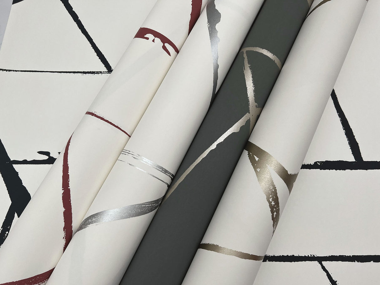 Intersect Beige Metallic Geometric Non Woven Wallpaper - York CC1293