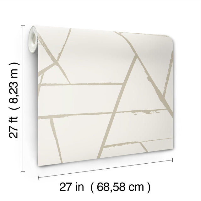 Intersect Beige Metallic Geometric Non Woven Wallpaper - York CC1293