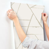 Intersect Beige Metallic Geometric Non Woven Wallpaper - York CC1293