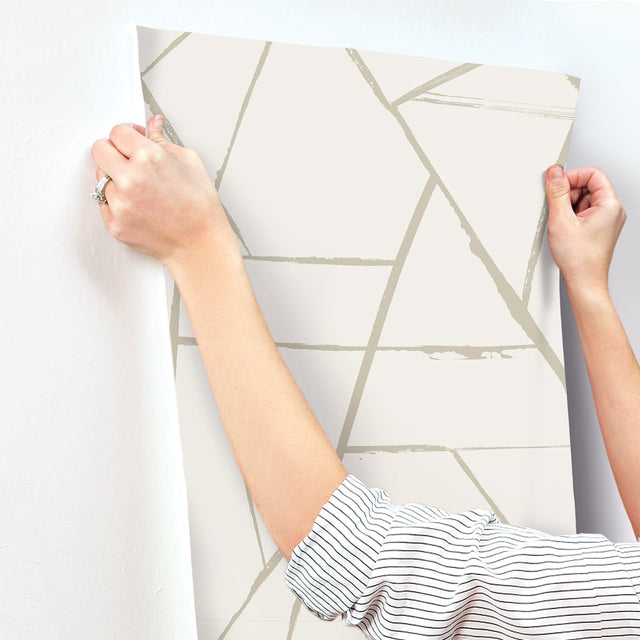 Intersect Beige Metallic Geometric Non Woven Wallpaper - York CC1293