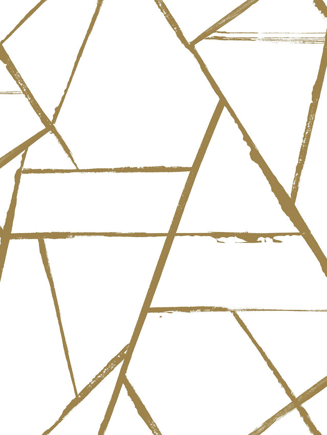 Intersect Gold Metallic Wallpaper with Geometric Metallic Brushstroke Pattern - York CC1294