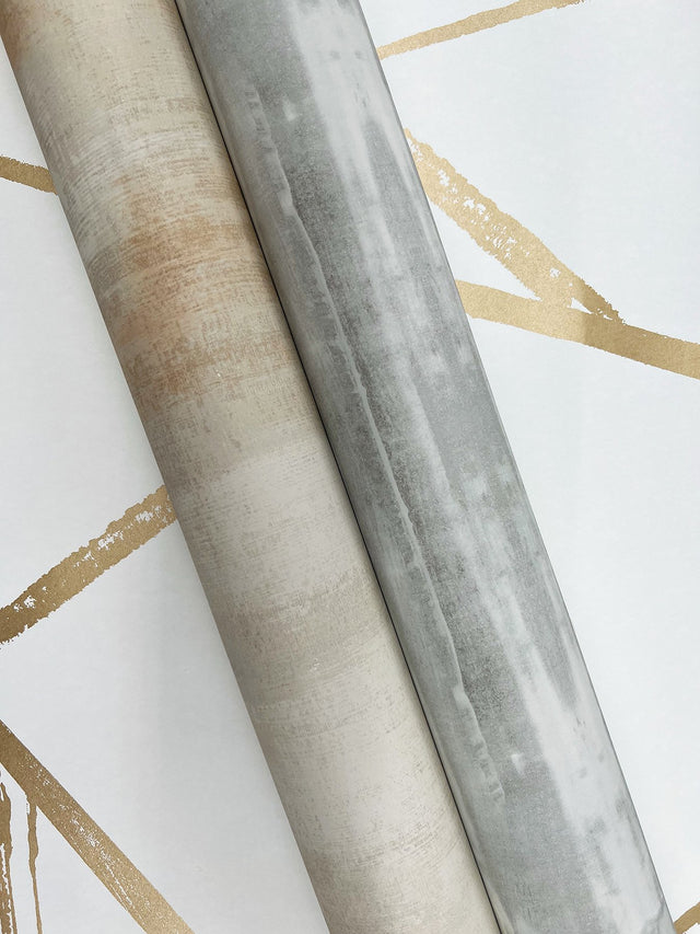 Intersect Gold Metallic Wallpaper with Geometric Metallic Brushstroke Pattern - York CC1294
