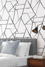Intersect Black Abstract Geometric Non Woven Wallpaper - York CC1295
