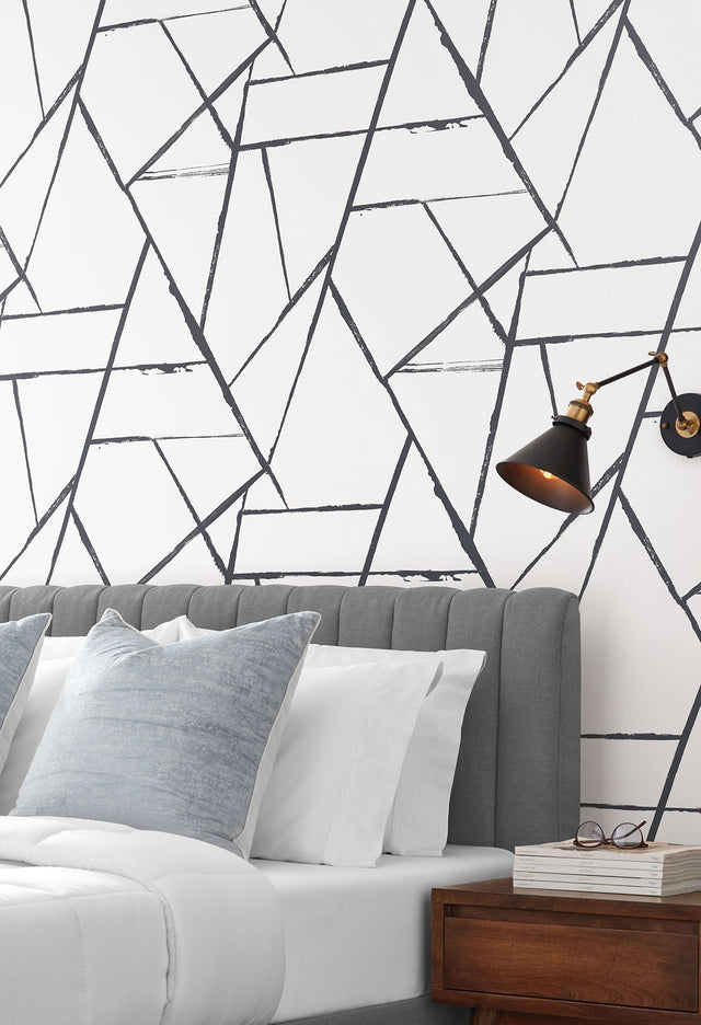Intersect Black Abstract Geometric Non Woven Wallpaper - York CC1295