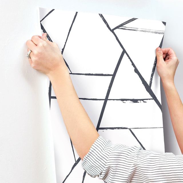 Intersect Black Abstract Geometric Non Woven Wallpaper - York CC1295