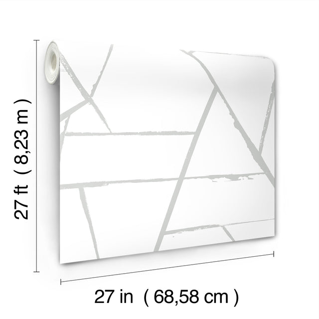 Intersect Silver Metallic Geometric Wallpaper with Metallic Finish - York CC1296