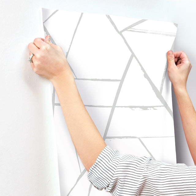 Intersect Silver Metallic Geometric Wallpaper with Metallic Finish - York CC1296