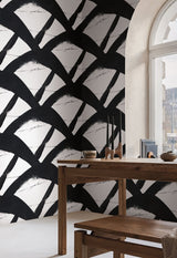 Entanglement Black Wallpaper with Geometric Brushstroke Pattern - York CC1301