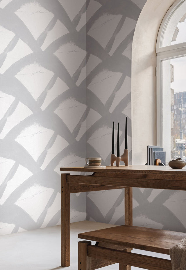 Entanglement Fog Geometric Fabric Backed Vinyl Wallpaper - York CC1303