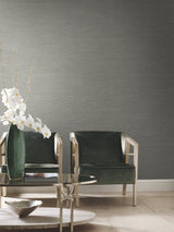Ramie Weave Blue Wallpaper with Textured Grasscloth-Look - York CD1035N