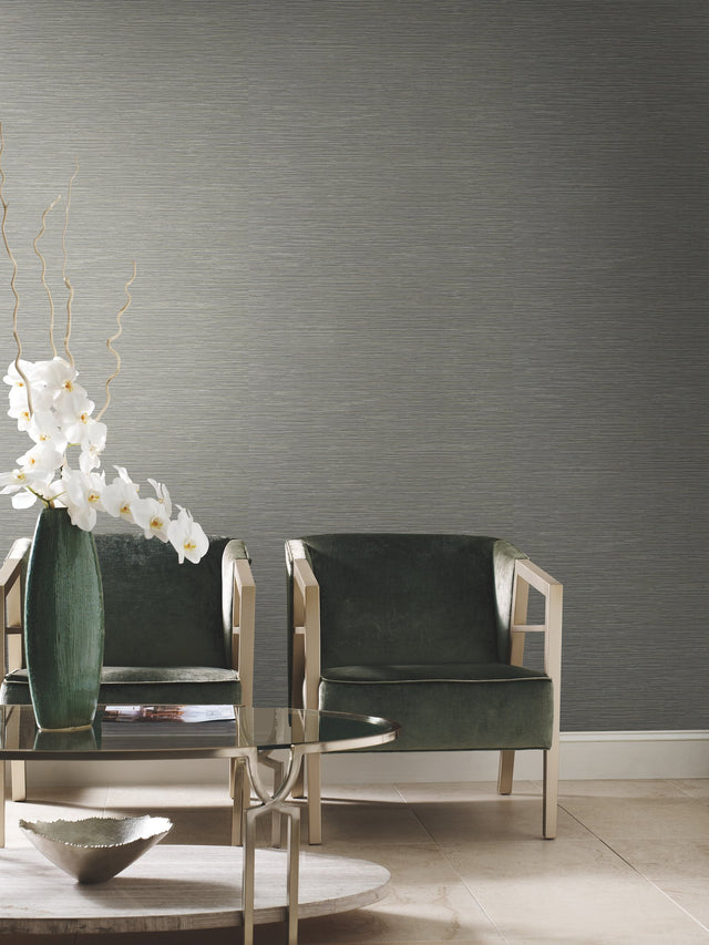 Ramie Weave Blue Wallpaper with Textured Grasscloth-Look - York CD1035N