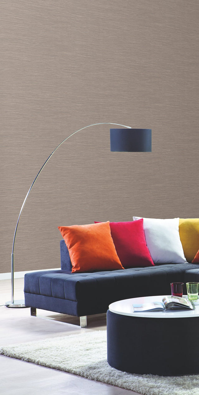 Ramie Weave Dark Grey Wallpaper with Textured Grasscloth Look - York CD1038N