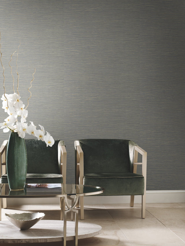 Ramie Weave Blue Textured Vinyl Wallpaper - York CD1039N