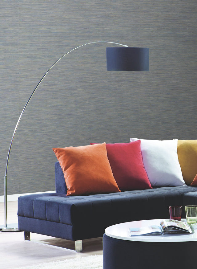 Ramie Weave Blue Textured Vinyl Wallpaper - York CD1039N