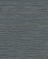 Ramie Weave Grasscloth Dark Blue Metallic Wallpaper with Textured Horizontal Weave - York CD1040N