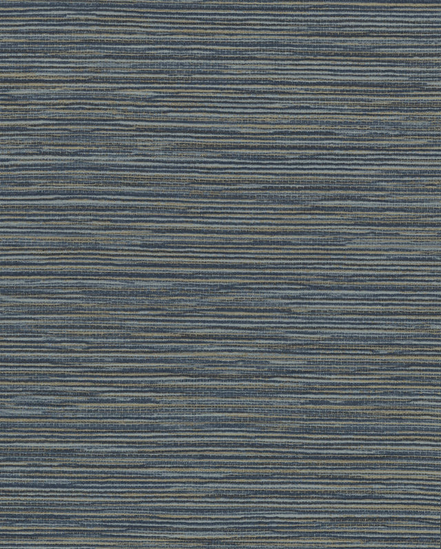 Ramie Weave Grasscloth Dark Blue Metallic Wallpaper with Textured Horizontal Weave - York CD1040N