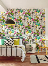 Janis Charcoal Floral Riot Wallpaper with Bohemian Botanical Pattern - ohpopsi CEP50101W