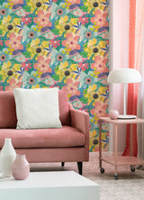 Janis Pastel Floral Riot Wallpaper with Bohemian Botanical Pattern - ohpopsi CEP50103W