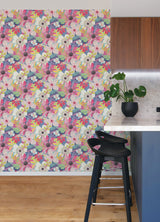 Janis Raspberry Floral Riot Wallpaper with Bohemian Botanical Pattern - ohpopsi CEP50106W