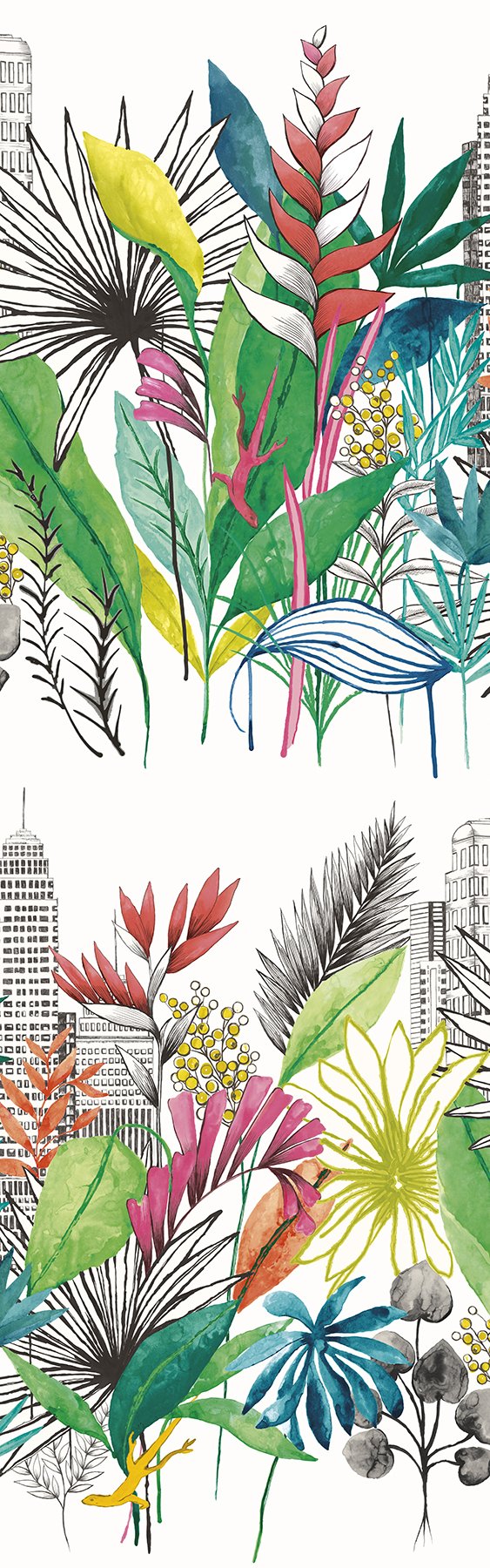 Sierra Multicolor Urban Tropic Wallpaper with Botanical Tropical Pattern - ohpopsi CEP50107W