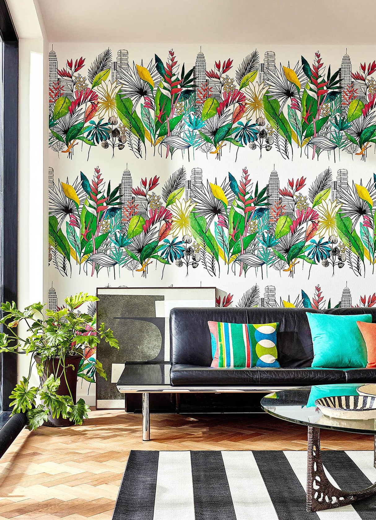 Sierra Multicolor Urban Tropic Wallpaper with Botanical Tropical Pattern - ohpopsi CEP50107W