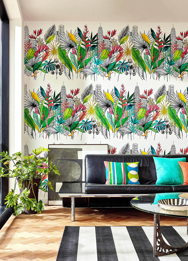 Sierra Multicolor Urban Tropic Wallpaper with Botanical Tropical Pattern - ohpopsi CEP50107W