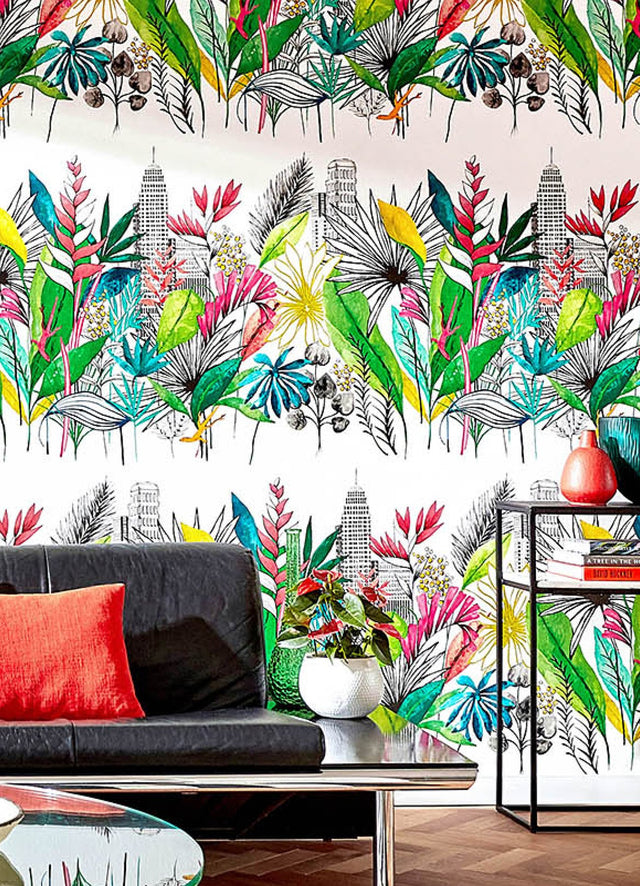 Sierra Multicolor Urban Tropic Wallpaper with Botanical Tropical Pattern - ohpopsi CEP50107W