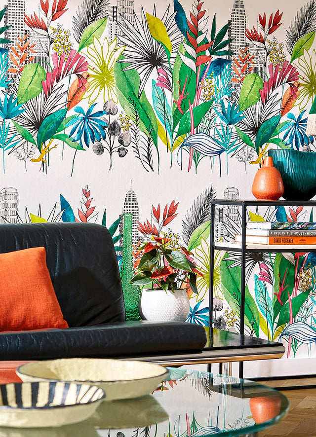 Sierra Multicolor Urban Tropic Wallpaper with Botanical Tropical Pattern - ohpopsi CEP50107W