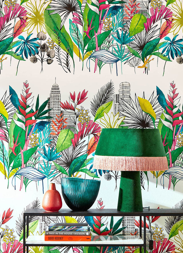 Sierra Multicolor Urban Tropic Wallpaper with Botanical Tropical Pattern - ohpopsi CEP50107W
