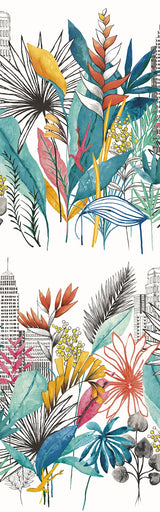 Sierra Blue Urban Tropic Wallpaper with Botanical Tropical Pattern - ohpopsi CEP50108W