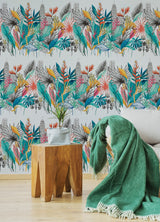 Sierra Blue Urban Tropic Wallpaper with Botanical Tropical Pattern - ohpopsi CEP50108W