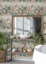 Sierra Neutral Urban Tropic Wallpaper with Botanical Tropical Motif - ohpopsi CEP50109W