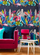 Sierra Indigo Urban Tropic Wallpaper with Botanical Tropical Pattern - ohpopsi CEP50110W