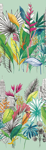 Sierra Mint Urban Tropic Wallpaper with Botanical Tropical Pattern - CEP50112W