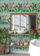 Sierra Mint Urban Tropic Wallpaper with Botanical Tropical Pattern - CEP50112W
