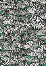 Dara Green Jolly Brollies Wallpaper with Geometric Umbrella Motif - ohpopsi CEP50114W