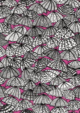 Dara Raspberry Jolly Brollies Wallpaper with Bohemian Geometric Graphics - ohpopsi CEP50115W